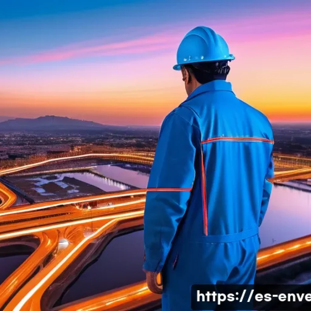 환경공학과 인공지능의 융합 - **Prompt:** A futuristic urban landscape, possibly inspired by Seville or Valencia, at twilight. In ...