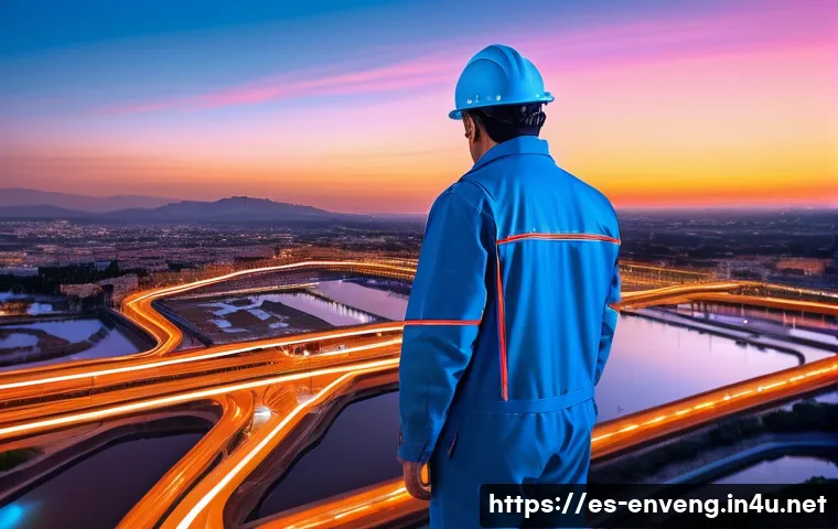 환경공학과 인공지능의 융합 - **Prompt:** A futuristic urban landscape, possibly inspired by Seville or Valencia, at twilight. In ...