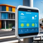 Home 20 수자원 관리와 보존 - A modern urban neighborhood in Mexico City showcasing smart water monitoring technology: visible sen...