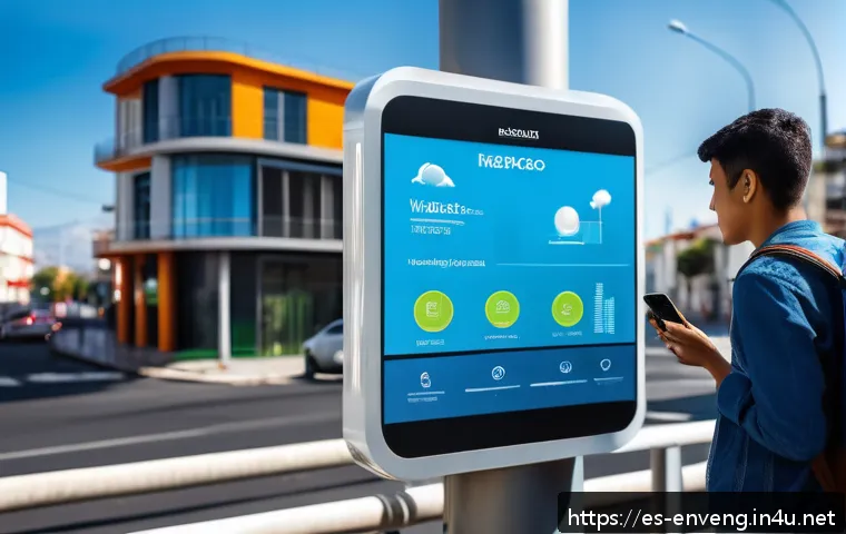 수자원 관리와 보존 - A modern urban neighborhood in Mexico City showcasing smart water monitoring technology: visible sen...