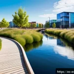 Home 23 환경공학 문제 해결 기법 - A modern urban park integrating natural wetlands and green infrastructure designed to mitigate flood...